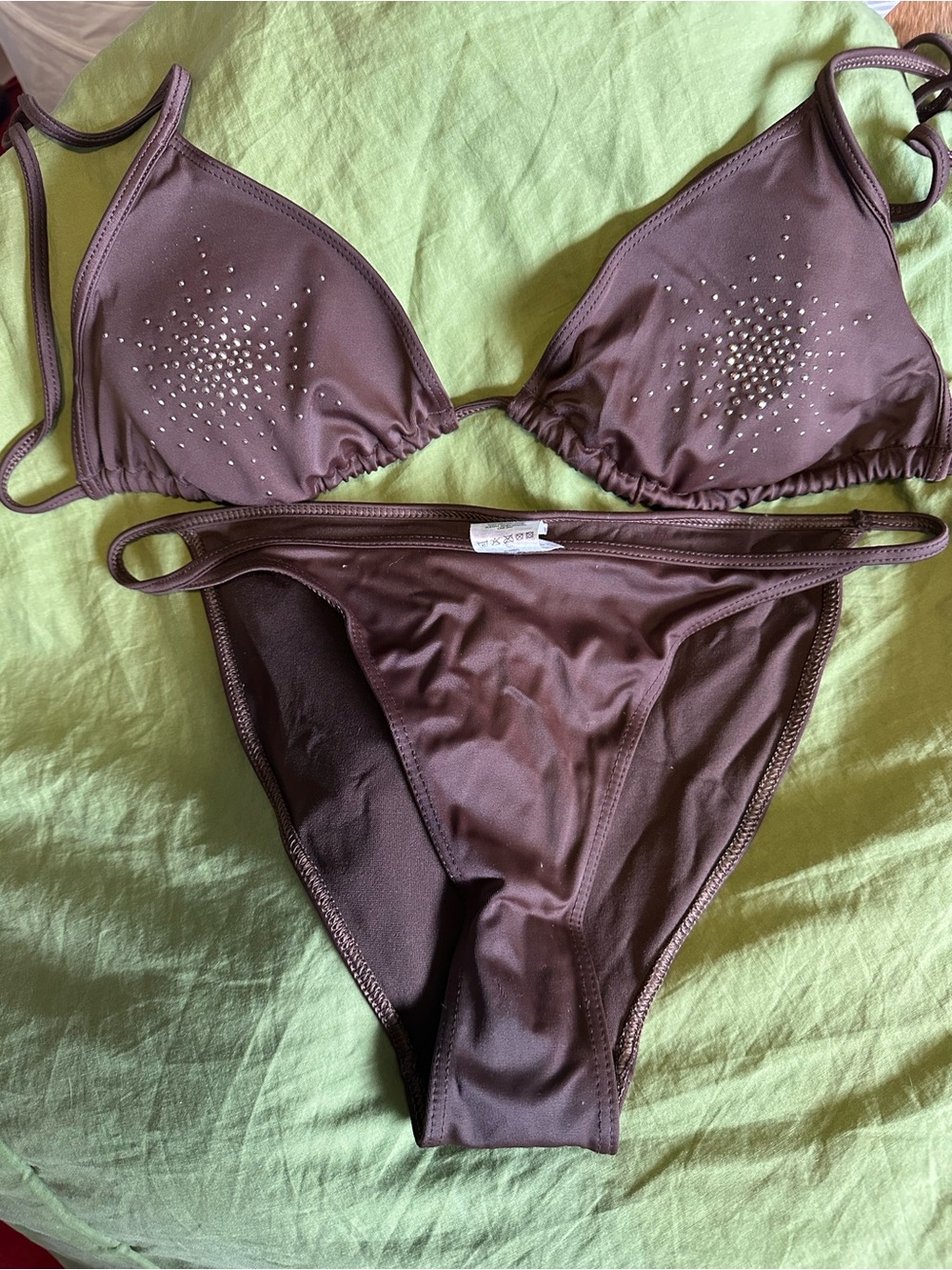 H&M Brown Rhinestone Triangle Bikini